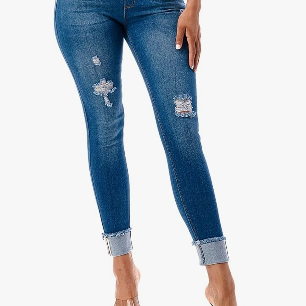 Women's Distressed Blue Jeans